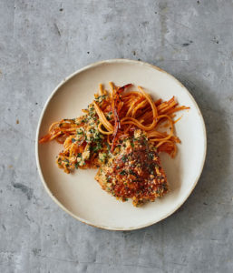 One-pan crispy spaghetti and chicken