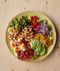 Cobb salad with mango and lime dressing