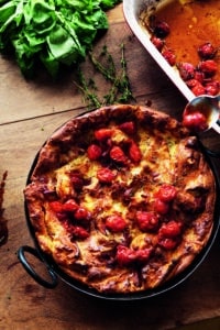 Dutch baby with oven-roasted tomatoes