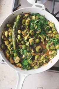 Charred sprouts with olive oil and lemon