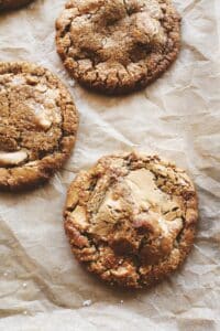 GF caramelised white chocolate and macadamia cookies